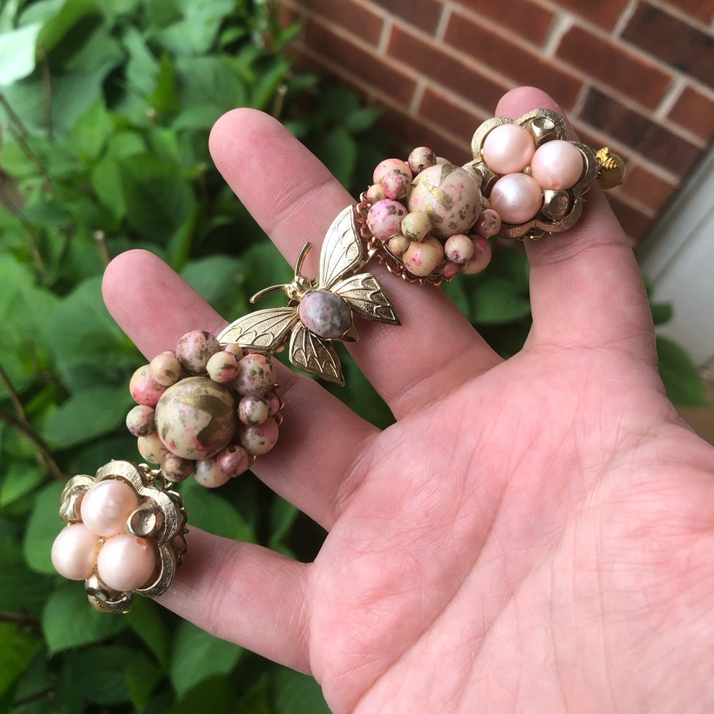 “Springtime” 🌸🌷🌼 Hand crafted bracelet from repurposed vintage earrings